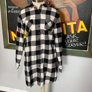 IJoah Black and White Plaid Flannel Shirt Dress Size Large